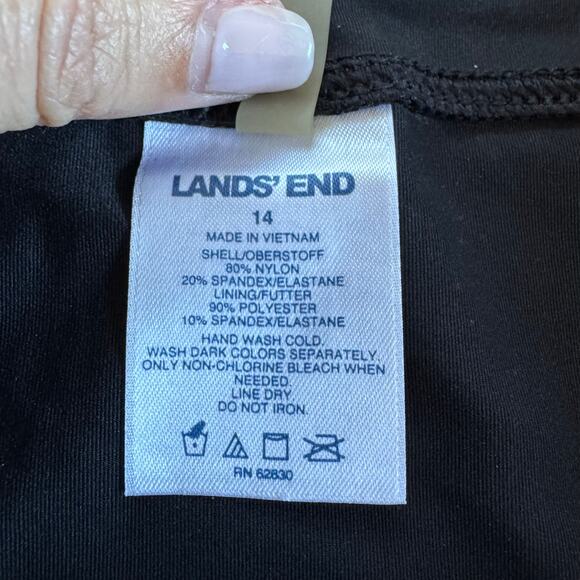 Lands End Womens Solid Black Banded Waist Mid Rise Bikini Brief Bottom Size 14 - Picture 3 of 6